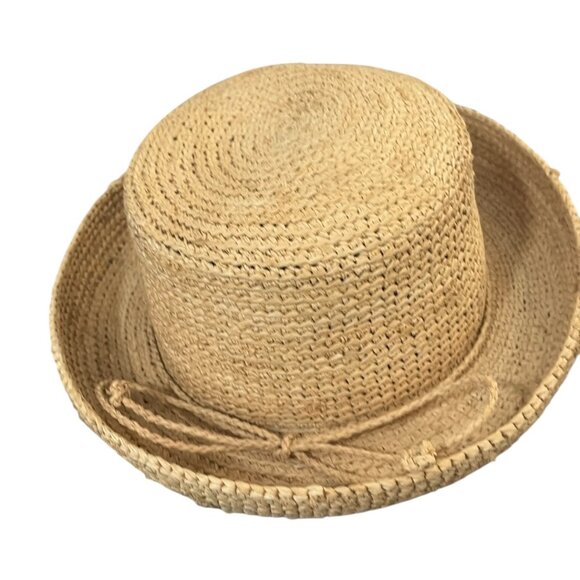 SCALA DESTIN STRAW HAT WITH BOW IN TEA - Picture 2 of 6